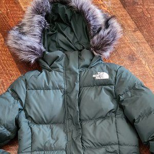 Dark green North Face down jacket